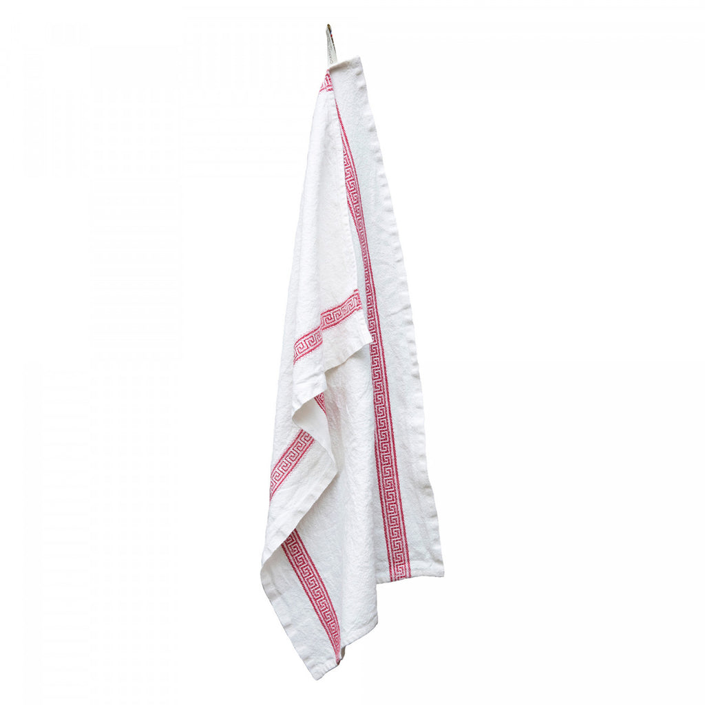 Grecque Tea Towel (Red) - View 1